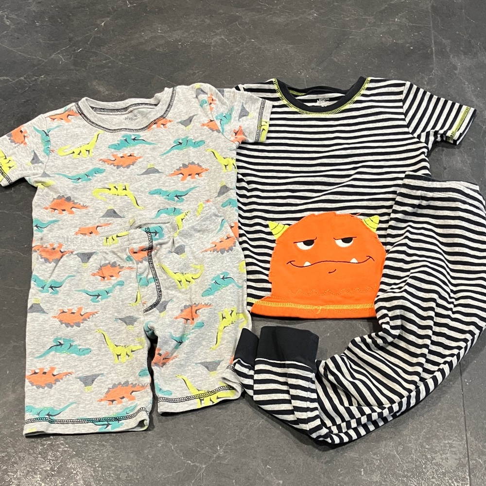 3 sets kids 5T Dinosaur, Robot and Monster Pajama Set